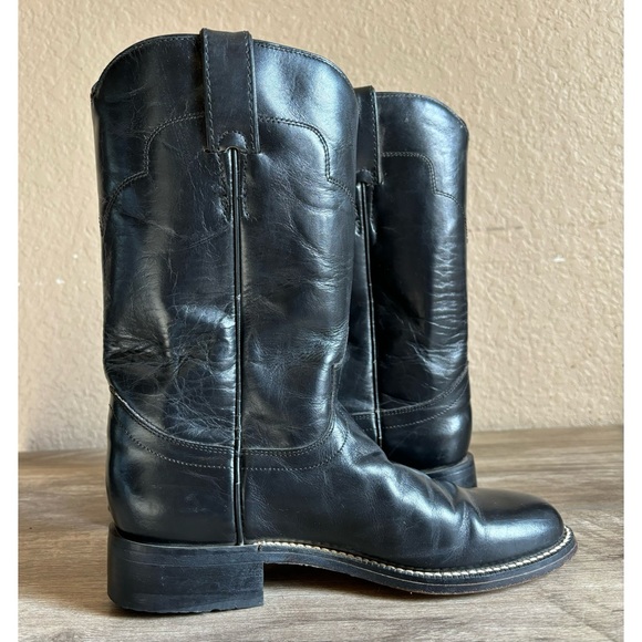 Tony Lama Black Leather Roper Boots Youth Size 4 - Picture 11 of 11